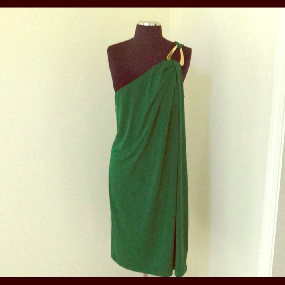 Green Michael Kors M One Shoulder dress
